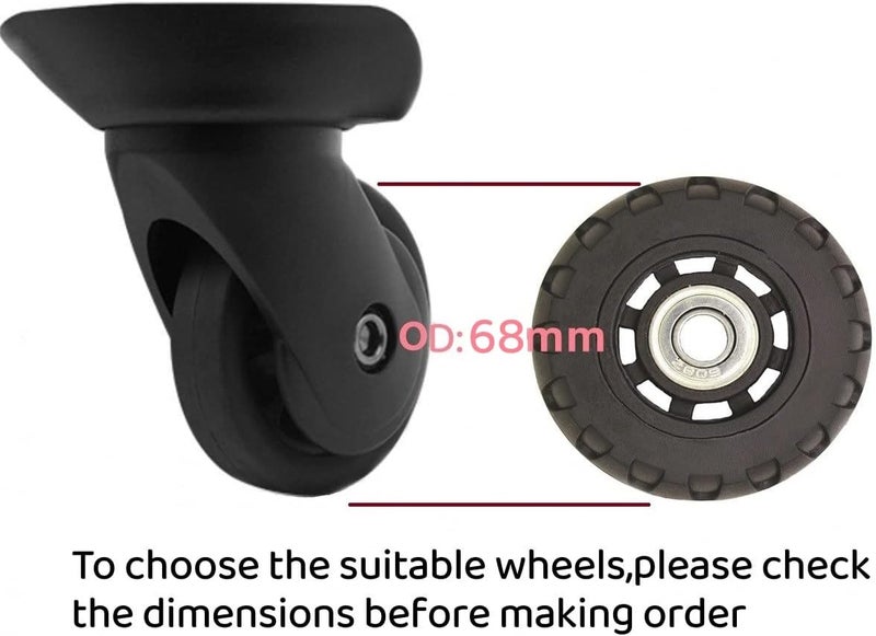 BFLAEPUN 1 Pair Luggage Wheels Replacement 68 * 24 * 8mm Inline Roller Skate Wheels with 8mm(0.31") Bearings 35mm(1.37") 40mm(1.57") Axles Wrenchs Repair Set - Image 3